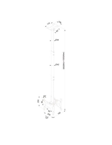 Soporte doble televisión techo negro de 24" a 42"