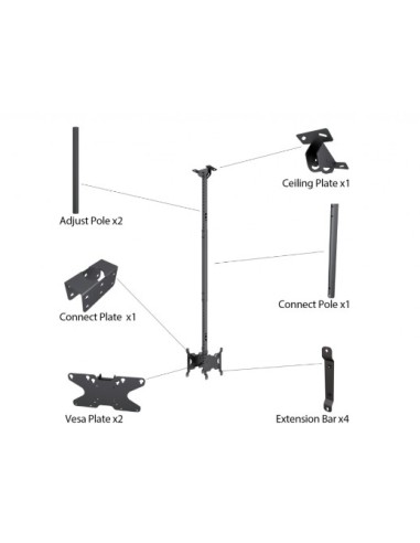 Soporte doble televisión techo negro de 24" a 42"
