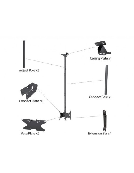 Soporte doble televisión techo negro de 24" a 42"