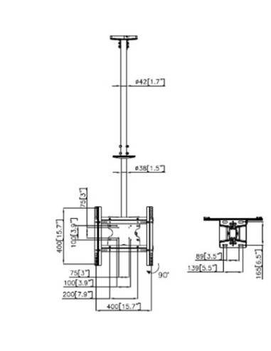 Soporte techo televisión giratorio de 32" a 55"