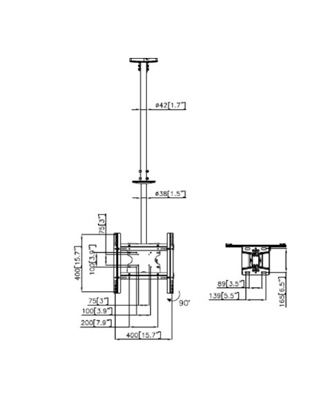 Soporte techo televisión giratorio de 32" a 55"