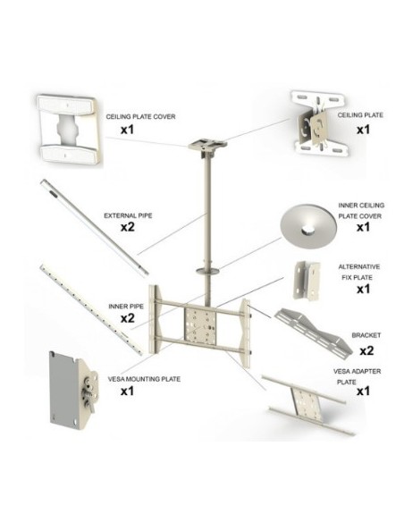Soporte techo blanco televisión giratorio de 55" a 70"