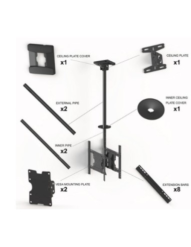 Soporte doble televisión techo negro de 32" a 55"