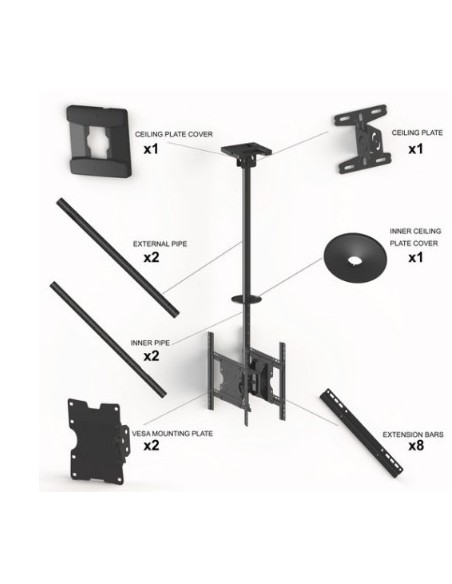 Soporte doble televisión techo negro de 32" a 55"