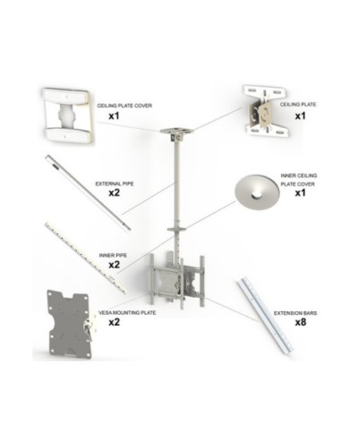 Soporte doble televisión techo blanco de 32" a 55"