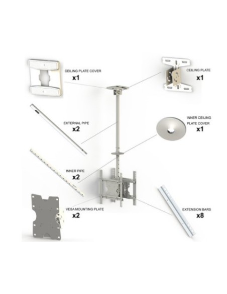 Soporte doble televisión techo blanco de 32" a 55"