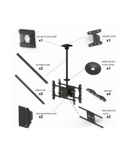 Soporte doble televisión techo negro de 55" a 70"