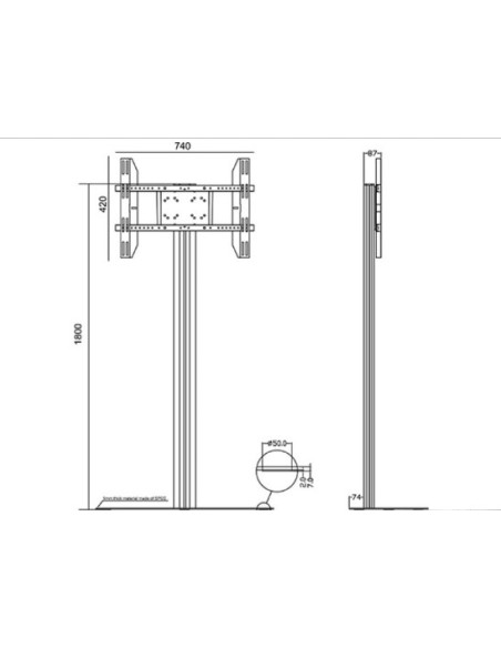 Peana telvisión Large negra de 32" a 65"