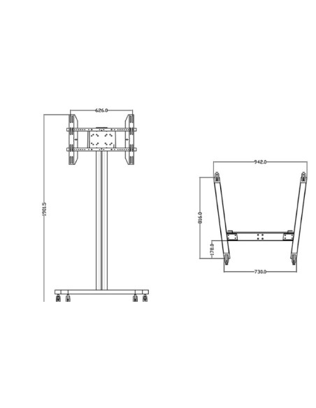 Peana stand televisión con ruedas de 32" a 65"