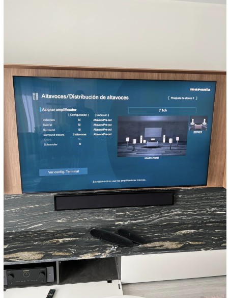 Instalación cine en casa con TV Sony 4K, AV Marantz y Sonus Faber