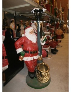 Papa Nöel con farola y saco regalos dorado 2