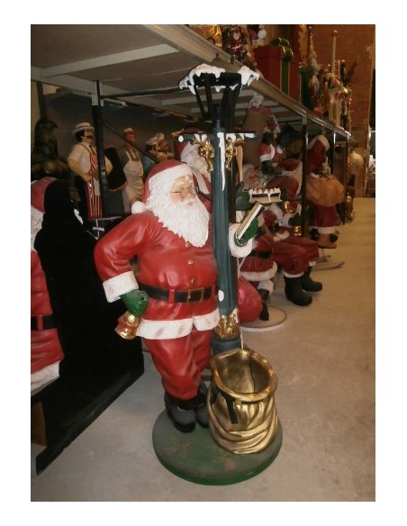 Papa Nöel con farola y saco regalos dorado