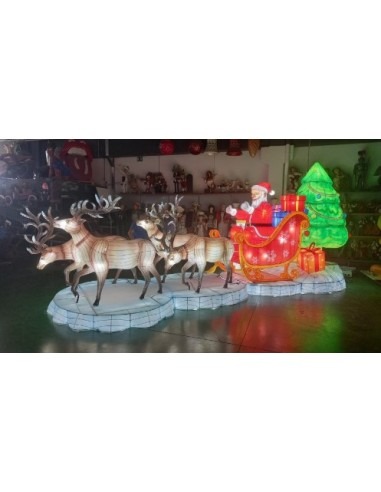 Papá Noel tamaño real con trineo luminoso: regalo directo en diciembre